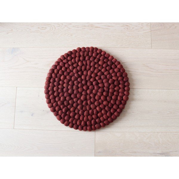 Cuscino per sedia per bambini in lana ciliegio scuro, ⌀ 30 cm - Wooldot