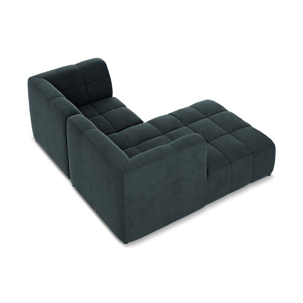 Divano angolare blu (con penisola a sinistra/con chaise lounge) con rivestimento in velluto Aloha – Makamii-image-4