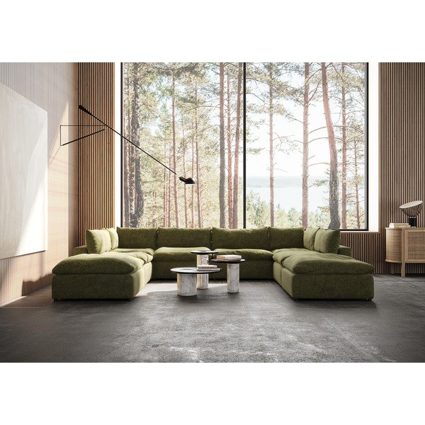 Divano a U angolare verde Moonlight - Furninova-image-1