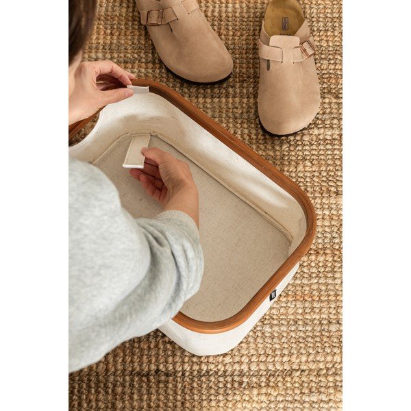 Scatola color crema in tessuto 38x26x16 cm Bamboo/Linen – Bigso-image-3