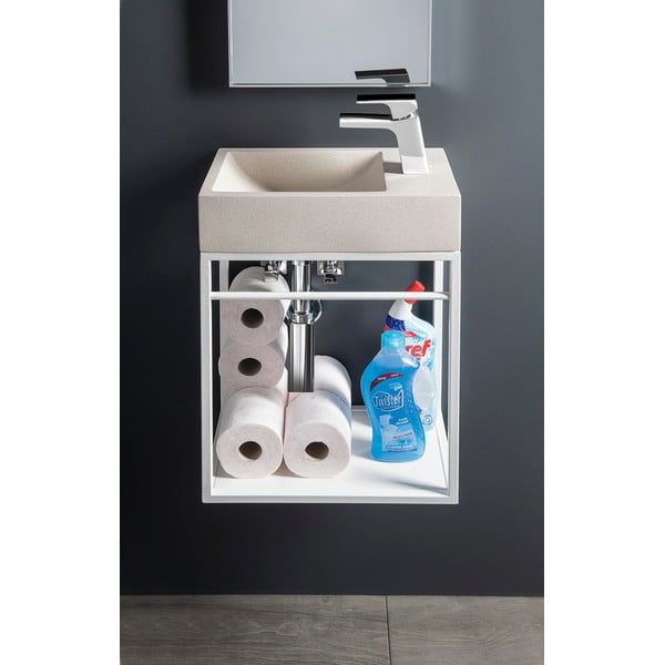 Mobile senza lavabo bianco in metallo da appendere 39,5x45 cm Crest – Sapho-image-2