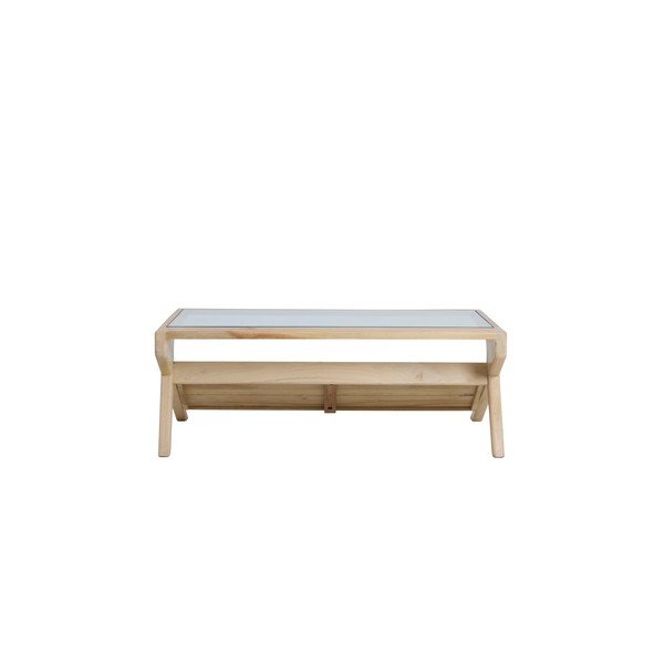 Tavolino da salotto colore naturale chiaro con piano in vetro 70x112 cm Yuki – Light & Living-image-4