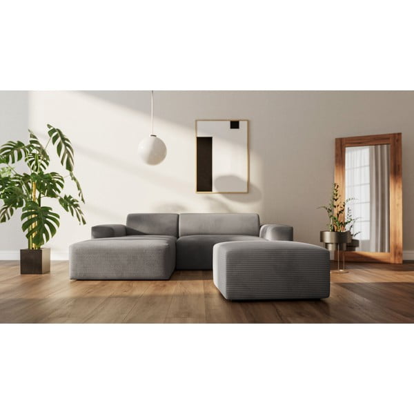Sgabello in velluto a coste grigio Fluvio - MESONICA-image-1