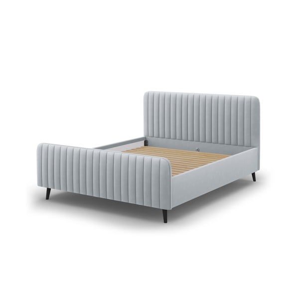 Letto matrimoniale imbottito grigio chiaro con griglia 160x200 cm Lily - Micadoni Home