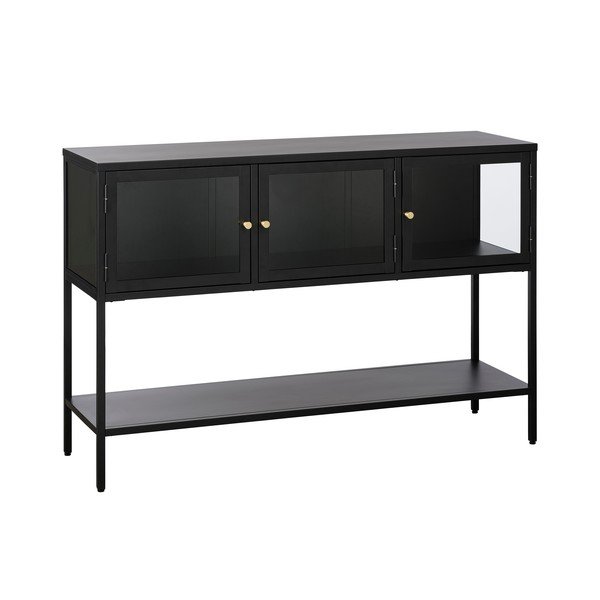 Vetrina bassa nera in metallo 88x132 cm Carmel - Unique Furniture-image-4