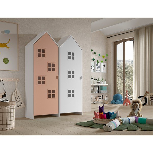 Armadio per bambini bianco e rosa 115x171,5 cm CASAMI BRUGES - Vipack-image-1