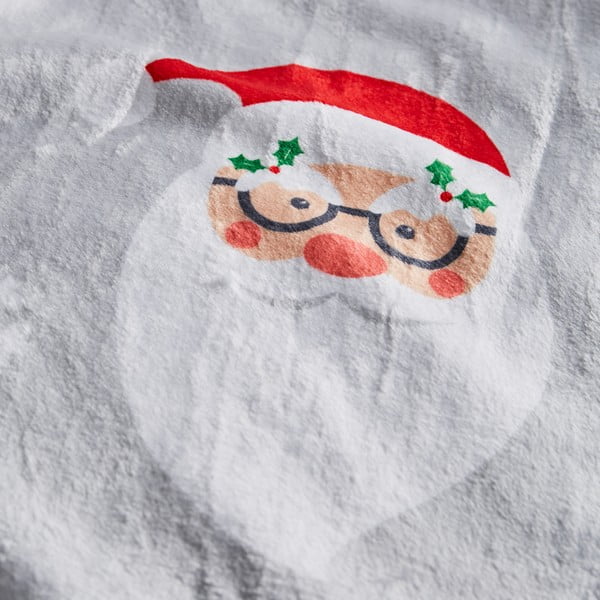 Coperta grigia con motivo natalizio in micropile 130x170 cm Santa Spec-Tacular - Catherine Lansfield-image-1