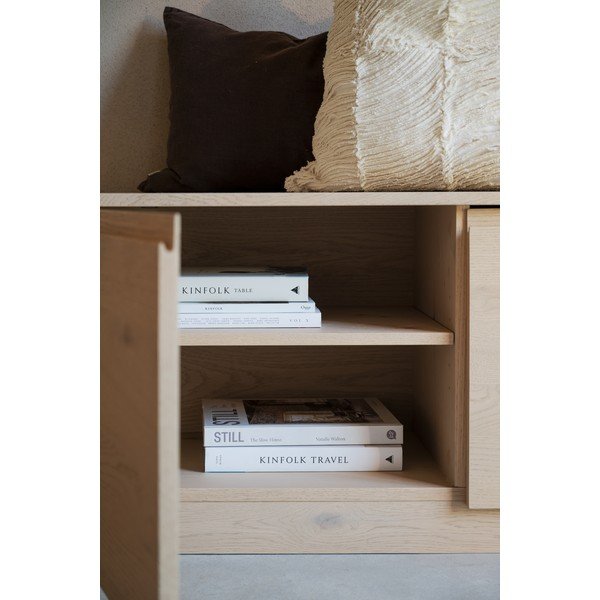 Credenza colore naturale chiaro con effetto rovere 180x50x40 cm Melstone – Rowico-image-2