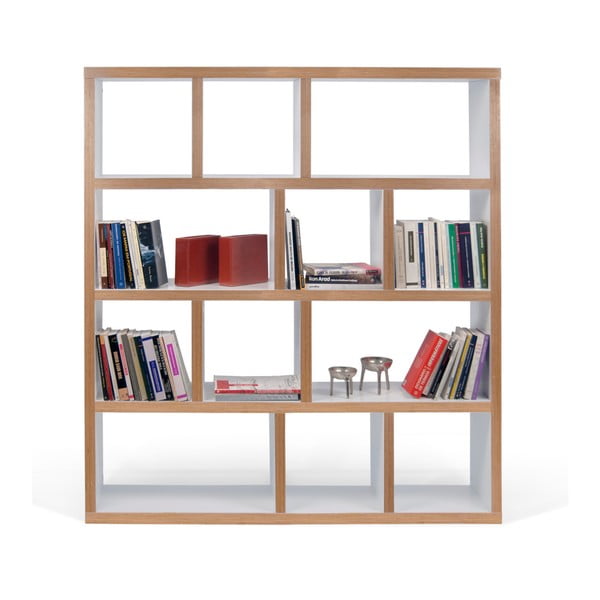 Libreria bianca con bordo in legno 150x159 cm Berlin - TemaHome-image-3