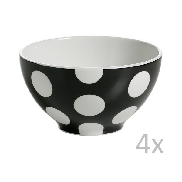 Sada 4 černých misek Maxwell & Williams Polka Dot