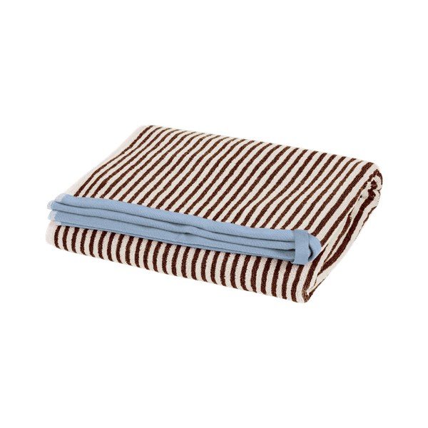 Asciugamano tipo terry marrone/color crema in cotone 70x140 cm Gobo – noo.ma