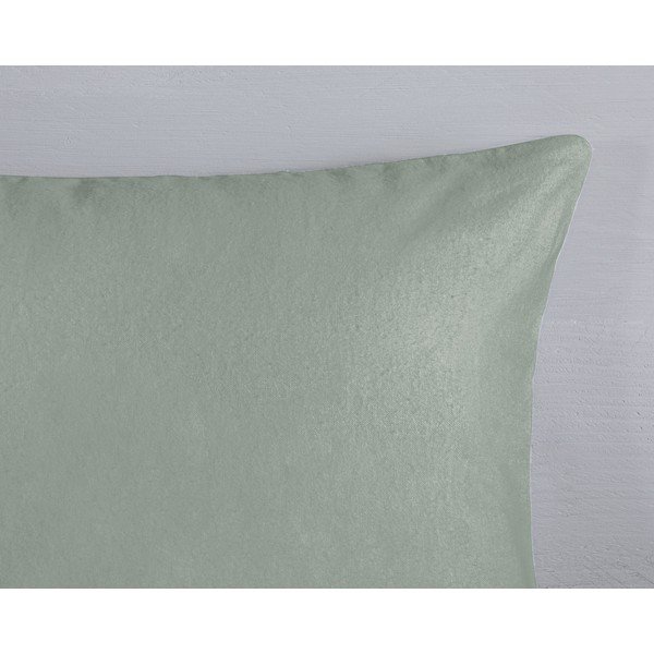 Set copripiumino e federa color salvia in flanella per letto singolo 140x200 cm Uni – Good Morning-image-3