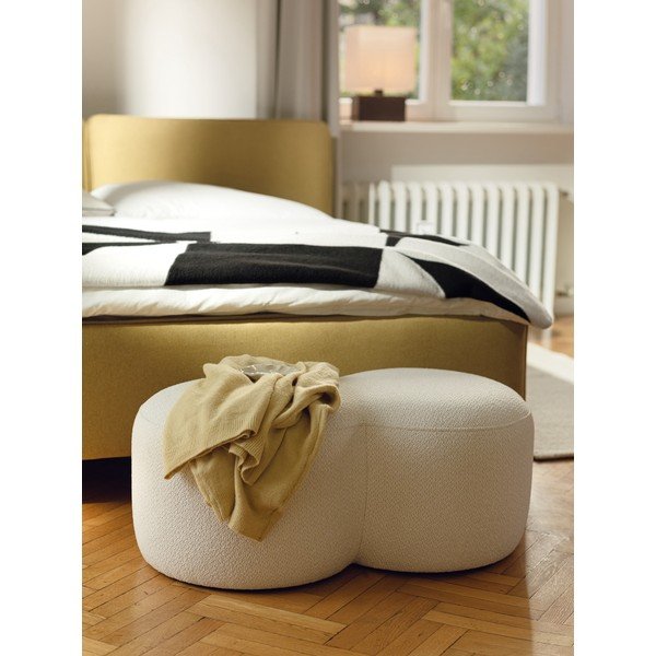 Poggiapiedi beige con rivestimento in bouclé Umbo – noo.ma-image-1