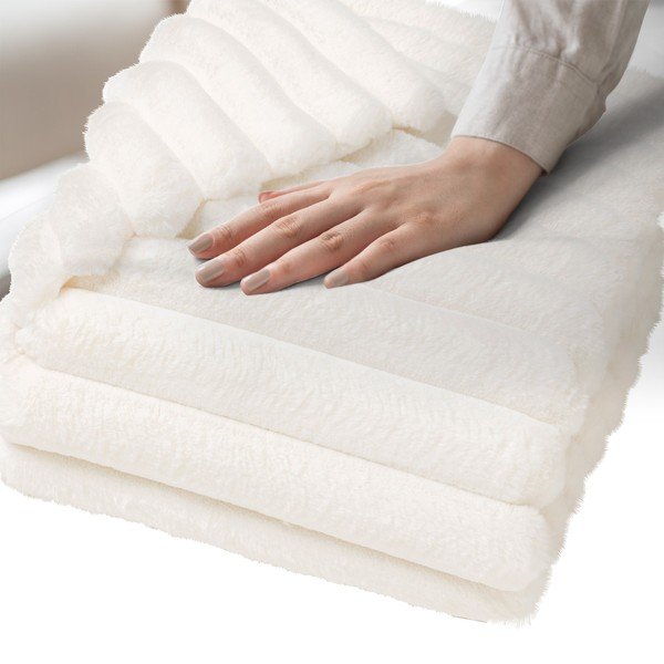 Coperta color crema in micropile 180x220 cm Boudoir – douceur d'intérieur-image-3