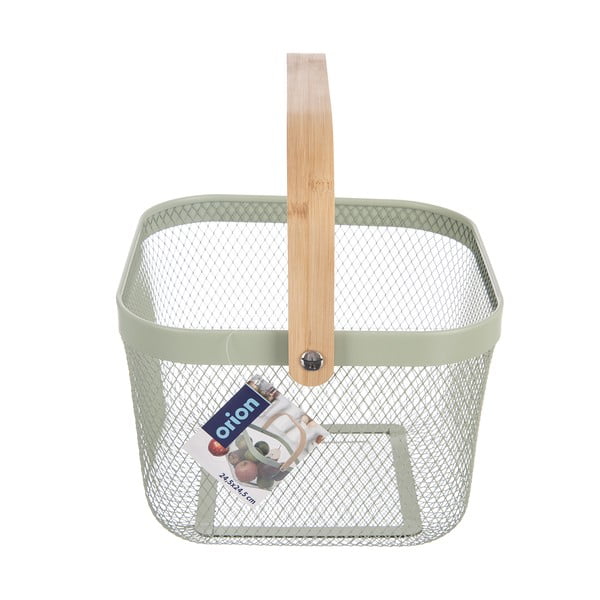 Cesto con filo metallico in metallo 24,5x24,5x30 cm Greenish – Orion-image-3