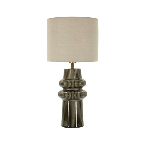 Lampada da tavolo color kaki/color crema in ceramica con paralume in tessuto (altezza totale 64,5 cm) Harmony – Mauro Ferretti