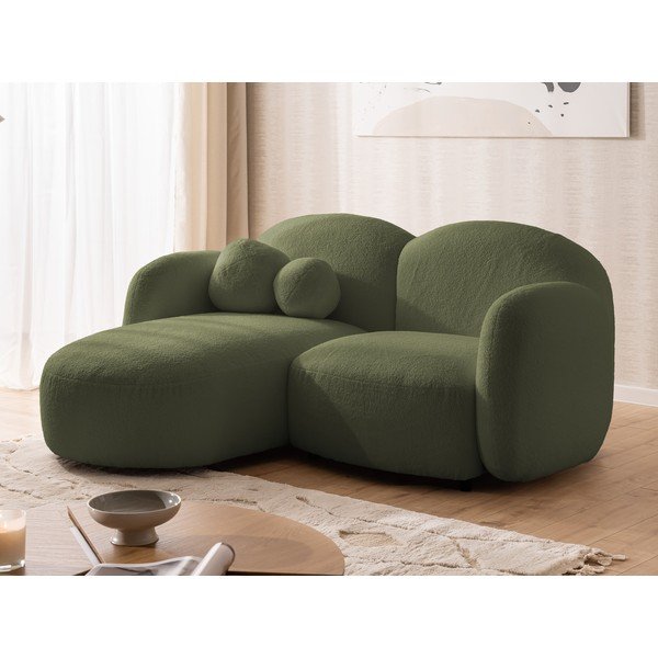 Divano angolare verde (con penisola a sinistra/con chaise lounge) con rivestimento in bouclé Orbit – Ropez-image-4