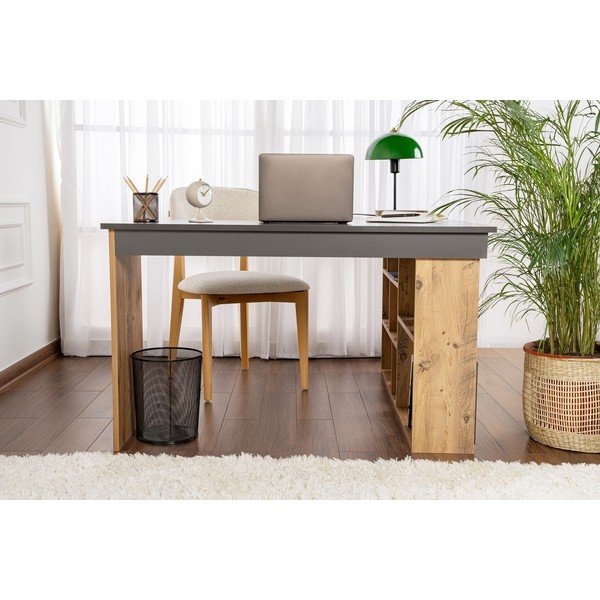 Scrivania angolare con effetto pino 120x130 cm Vesper – Kalune Design-image-4