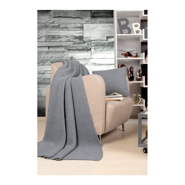 Set šedého přehozu a polštáře Kate Louise Tricot Blanket Set Hanzade