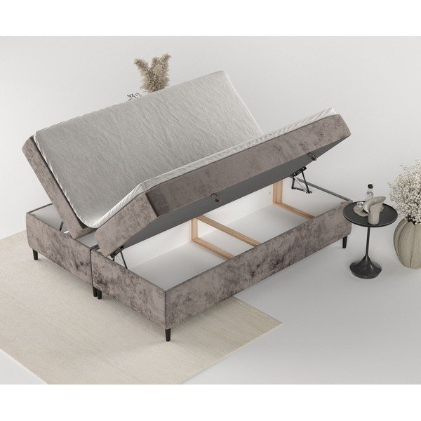 Letto boxspring marrone con contenitore 180x200 cm Araya - Maison de Rêve-image-4