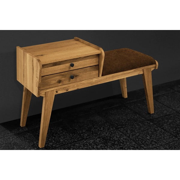 Panca con cassetti in legno di quercia con seduta arancione Retro - The Beds-image-3