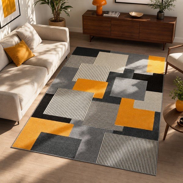 Tappeto grigio-arancio , 80 x 150 cm Leo Square - Universal-image-4
