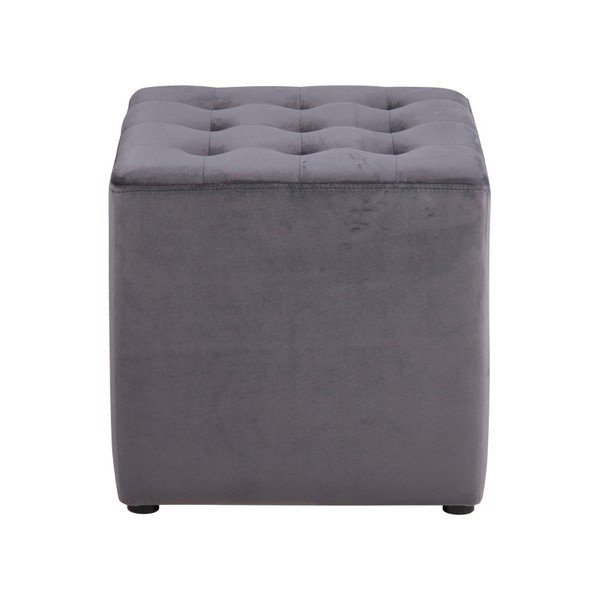 Pouf in velluto grigio Bryan - Actona-image-1