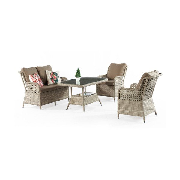 Set da giardino in rattan artificiale beige per 4 persone Cenova - Floriane Garden