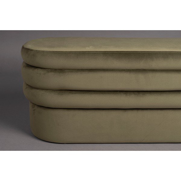 Panchina color kaki con rivestimento in velluto Aditi – Dutchbone-image-4