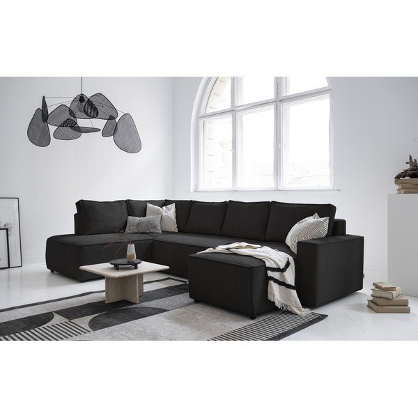 Divano letto angolare in velluto a coste color antracite Brave Dave - Miuform-image-4