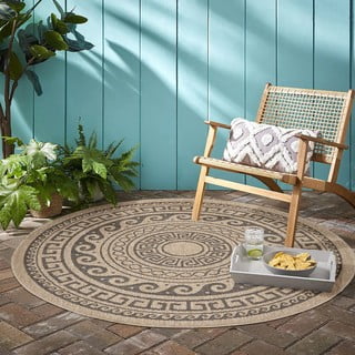 Tappeto rotondo per esterni nero e beige ø 80 cm Comilla - Ayyildiz Carpets