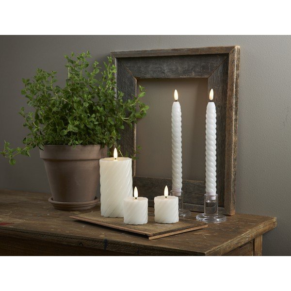 Candela LED in cera bianca, altezza 15 cm Flamme Swirl - Star Trading-image-3