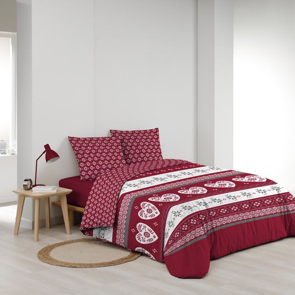 Biancheria da letto rossa in cotone per letto matrimoniale/per letto prolungato 240x220 cm Alpage – douceur d'intérieur-image-4