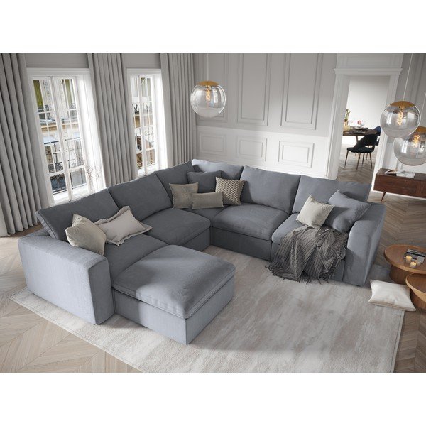 Parte angolare reversibile grigia del divano modulare in velluto a coste Galaxy - Windsor & Co Sofas-image-4
