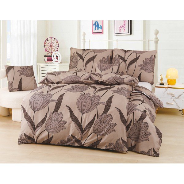 Biancheria da letto singola in microsatinato marrone 140x200 cm in set da 6 Carla - My House
