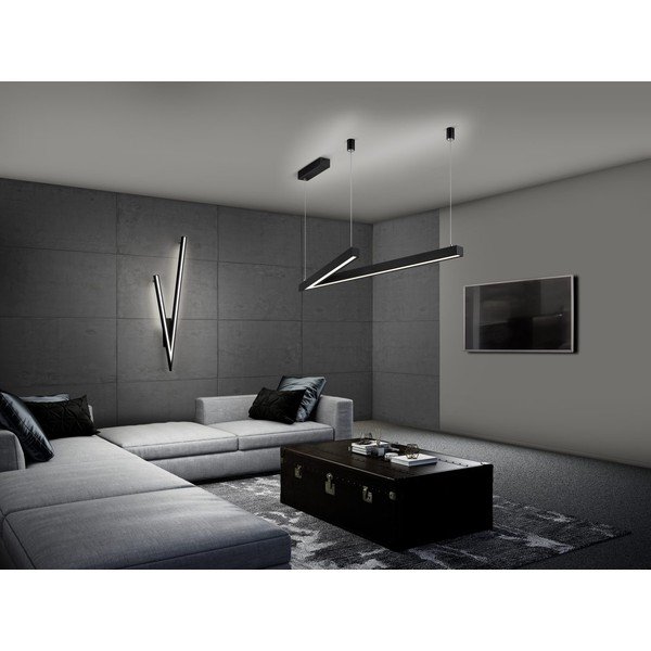Apparecchio da soffitto a LED nero con controllo vocale/app mobile con paralume in metallo 35x127,5 cm Cicanto - CINQUE-image-1