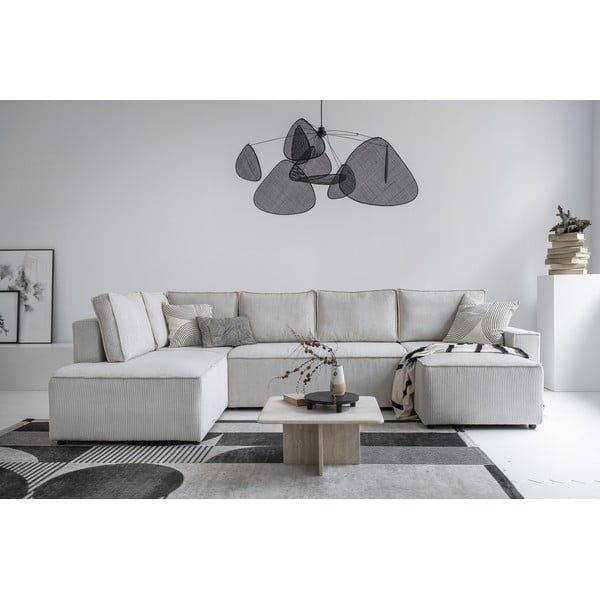 Divano letto angolare in velluto a coste bianco Brave Dave - Miuform-image-1