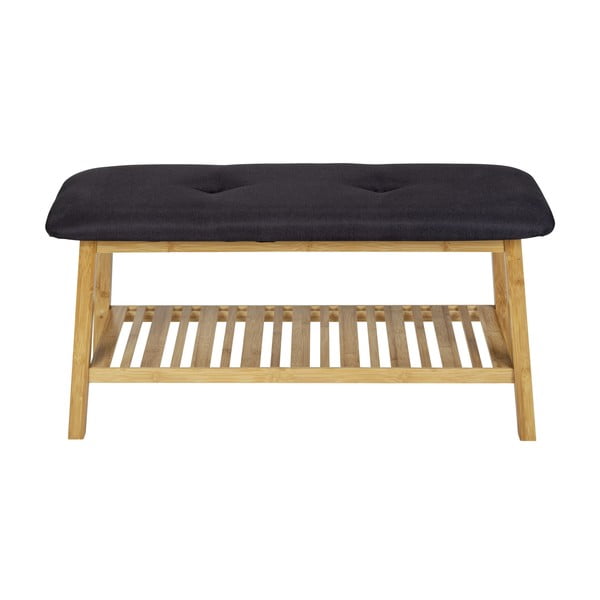 Scarpiera in bambù nero/naturale con panca Ecori - Wenko-image-3