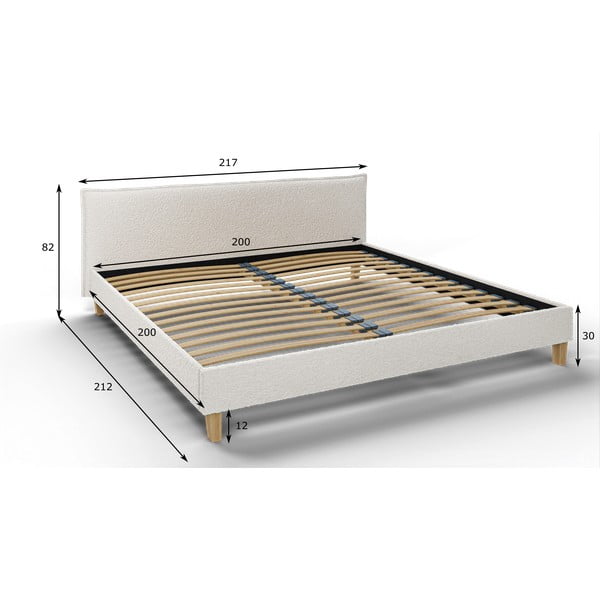 Letto matrimoniale imbottito crema con griglia 200x200 cm Tina - Ropez-image-4