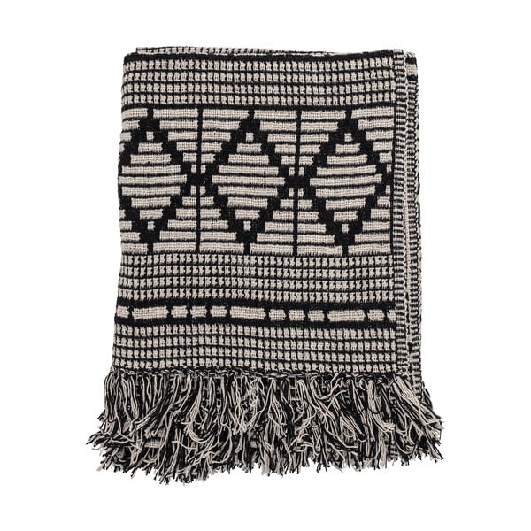 Coperta nera in cotone riciclato 130x160 cm Gutte - Bloomingville-image-3