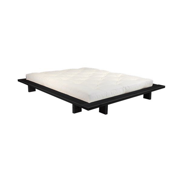 Dvoulůžková postel z borovicového dřeva s matrací Karup Design Japan Comfort Mat Black/Natural, 140 x 200 cm
