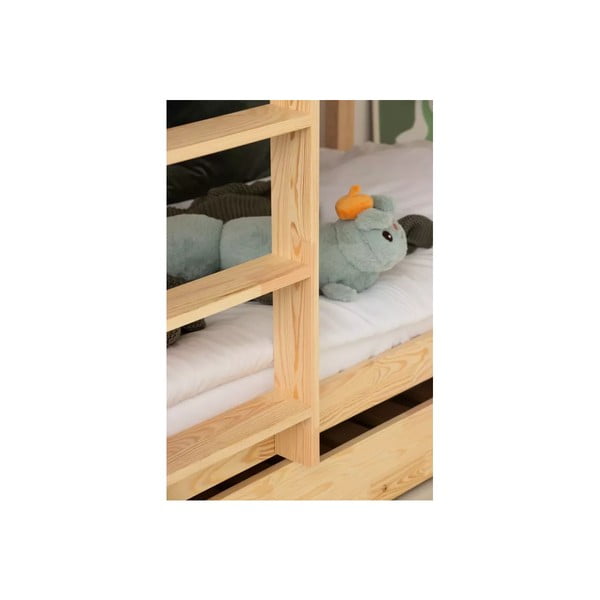 Letto da bambini a castello/estraibile di colore naturale con contenitore con rete inclusa 80x200 cm CLPBN – Adeko-image-2