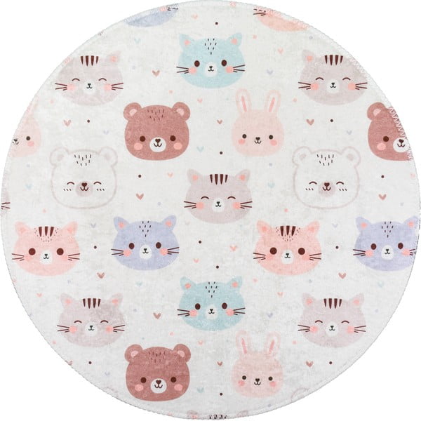 Tappeto per bambini avorio lavabile ø120 cm Cute Animals – Vitaus