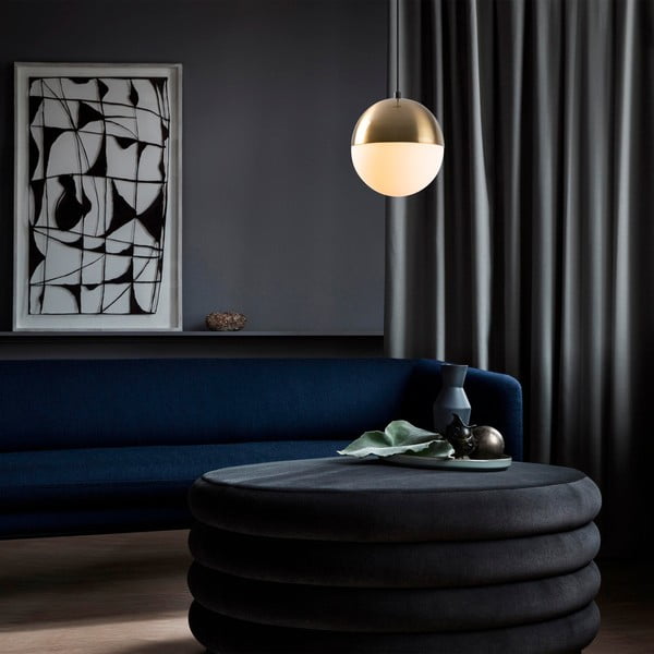 Lampadario bianco/dorato con paralume in vetro ø 20 cm Bastos – Opviq lights-image-1