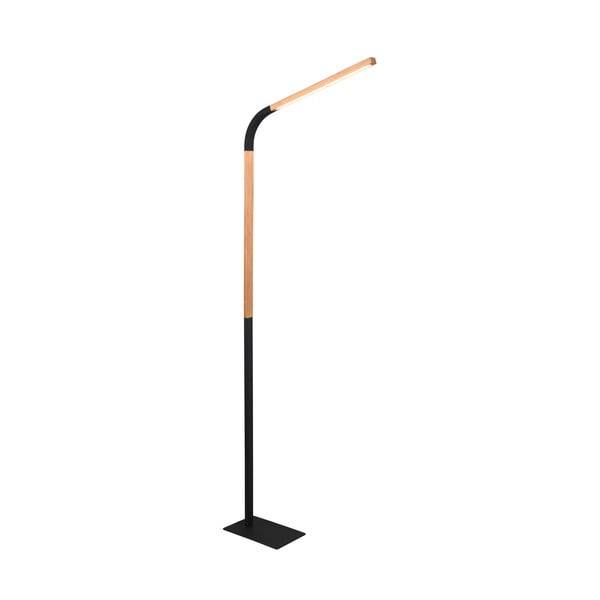 Lampada da terra a LED in colore nero e naturale con paralume in legno (altezza 169,5 cm) Norris - Trio-image-3
