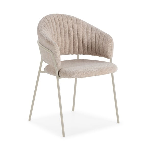 Set di sedie da pranzo beige in imbottito con braccioli 2 pz Leticia – Marckeric