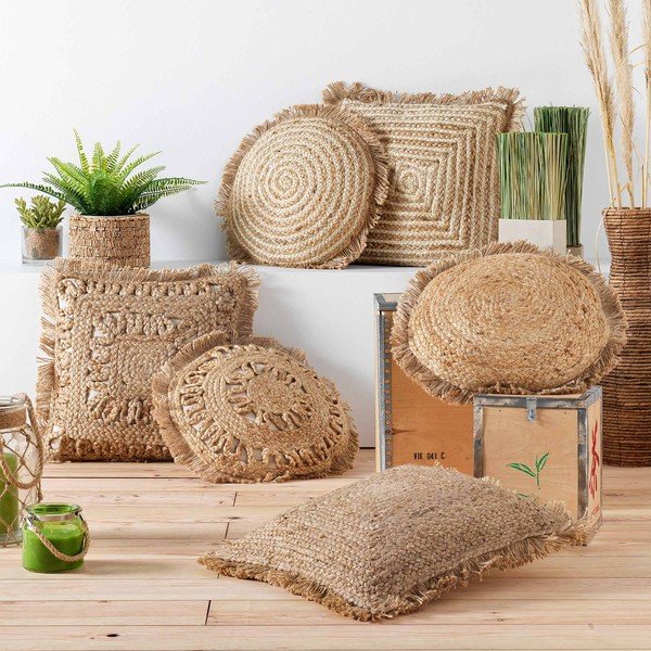 Cuscino decorativo in iuta ø 40 cm Tournicotti - douceur d'intérieur-image-1