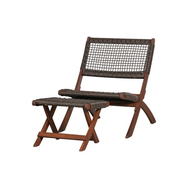 Poggiapiedi in legno a rombi marrone scuro per sedia da giardino Lois - WOOOD-image-3