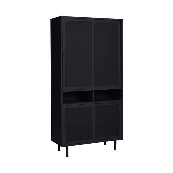 Armadietto nero in metallo con porte scorrevoli 90x180x40 cm Veep – Unique Furniture-image-4