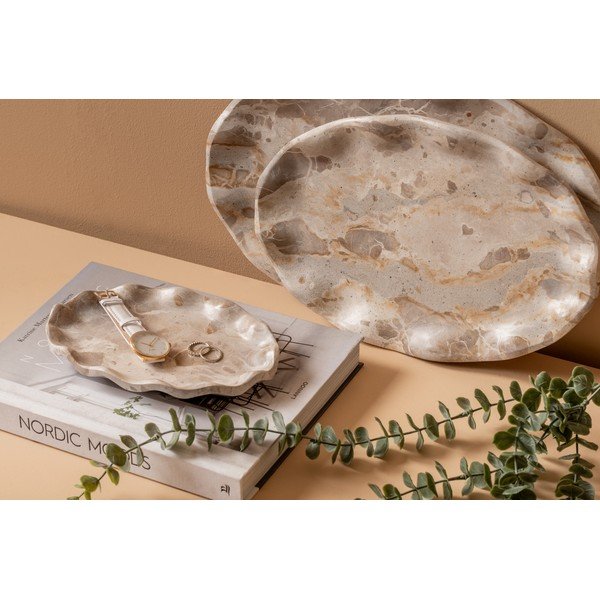 Vassoio decorativo in marmo 25x40 cm Waved - PT LIVING-image-1
